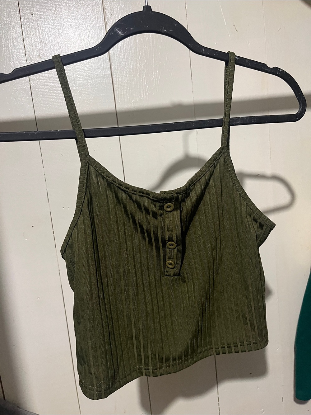 Olive Green Ribbed Button-Front Cami - Picture 2 of 2